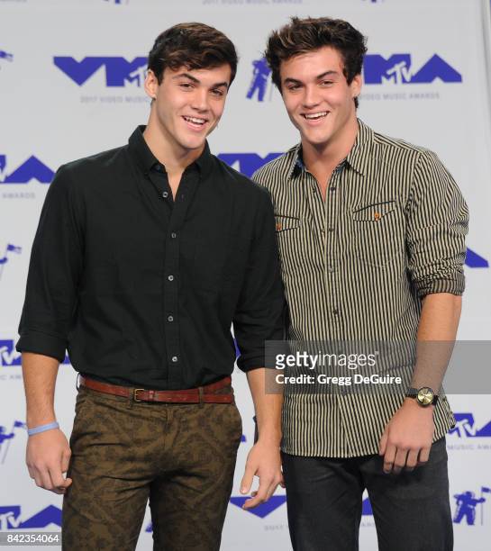 Ethan Dolan and Grayson Dolan arrive at the 2017 MTV Video Music Awards at The Forum on August 27, 2017 in Inglewood, California.