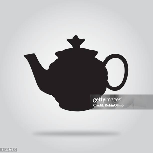 black teapot icon 8 - tea kettle stock illustrations