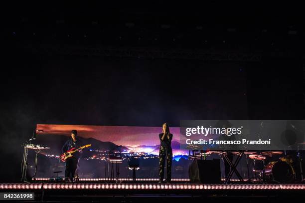 Dan Rothman, Hannah Reid and Dot Major of London grammar Perform At Home Festival on stage on September 3, 2017 in Treviso, Italy.