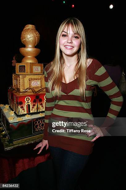 Actress Aimee Teegarden poses at the Golden Globe Gift Suite Presented by GBK Productions on January 9, 2009 in Beverly Hills, California.