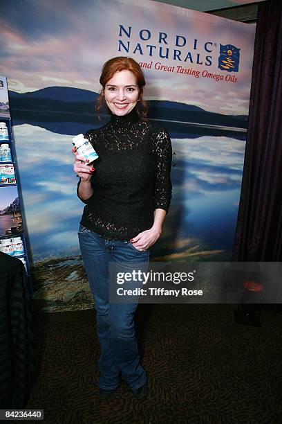 Actress Brigid Brannagh poses at the Golden Globe Gift Suite Presented by GBK Productions on January 9, 2009 in Beverly Hills, California.