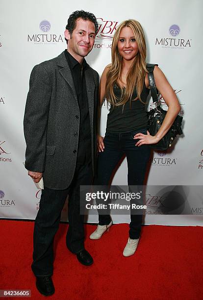 S CEO Gavin Keilly and actress Amanda Bynes pose at the Golden Globe Gift Suite Presented by GBK Productions on January 9, 2009 in Beverly Hills,...