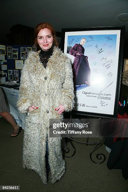 Actress Brigid Brannagh poses at the Golden Globe Gift Suite Presented by GBK Productions on January 9, 2009 in Beverly Hills, California.