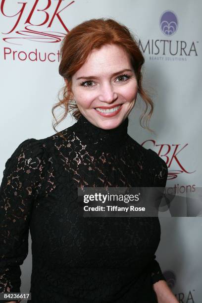 Actress Brigid Brannagh poses at the Golden Globe Gift Suite Presented by GBK Productions on January 9, 2009 in Beverly Hills, California.