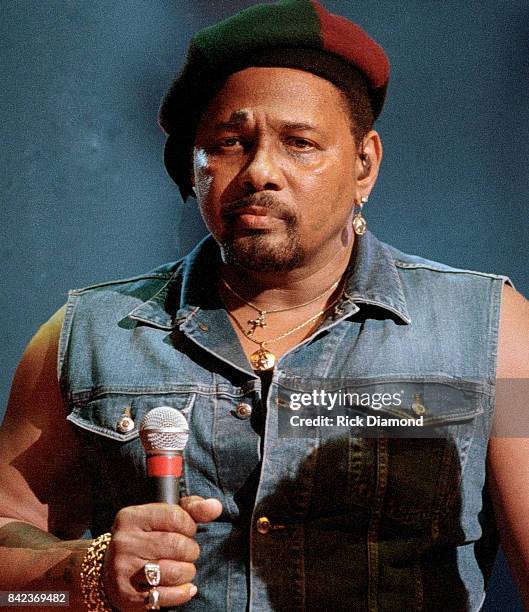 Singer/Songwriter Aaron Neville performs during Elvis: The Tribute at The Pyramid Arena in Memphis Tennessee October 08, 1994