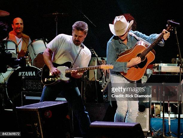 Singer/Songwriter Dwight Yoakam performs during Elvis: The Tribute at The Pyramid Arena in Memphis Tennessee October 08, 1994