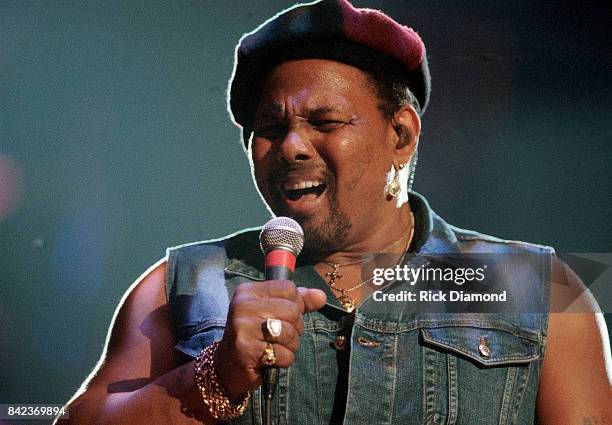 Singer/Songwriter Aaron Neville performs during Elvis: The Tribute at The Pyramid Arena in Memphis Tennessee October 08, 1994