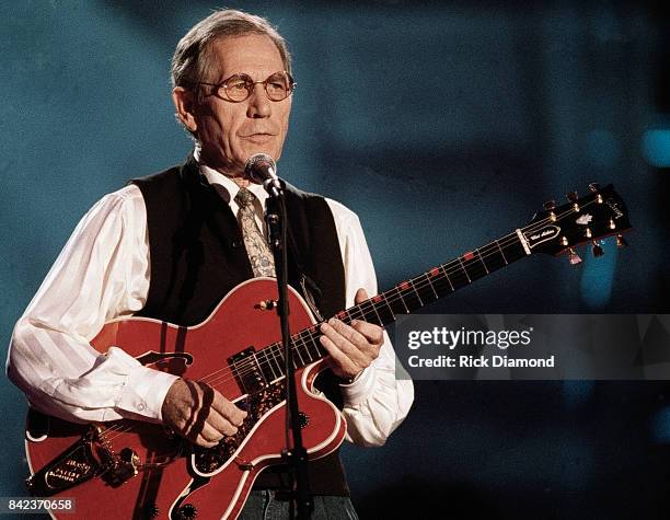 Singer/Songwriter Chet Atkins performs during Elvis: The Tribute at The Pyramid Arena in Memphis Tennessee October 08, 1994