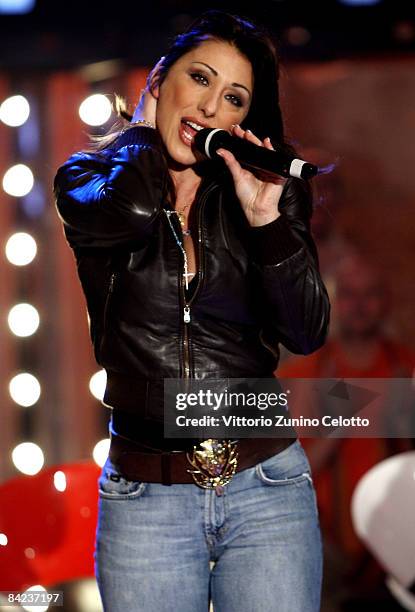 Singer Sabrina Salerno performs at Scalo 76 Television Show held at RAI Studios on January 10, 2009 in Milan, Italy.