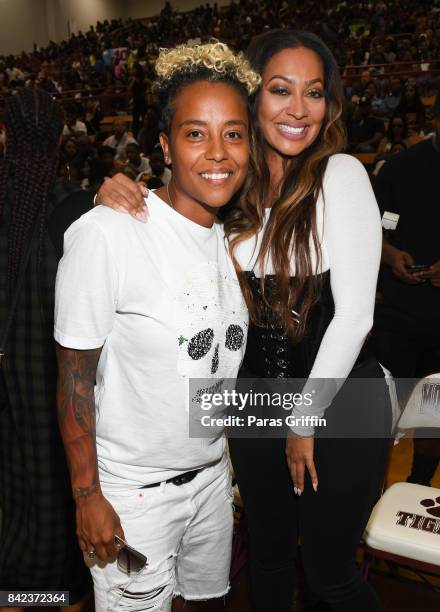 Candice 'Dice' Dixon and LaLa Anthony at 2017 LudaDay Celebrity Basketball Game at Morehouse College - Forbes Arena on September 3, 2017 in Atlanta,...