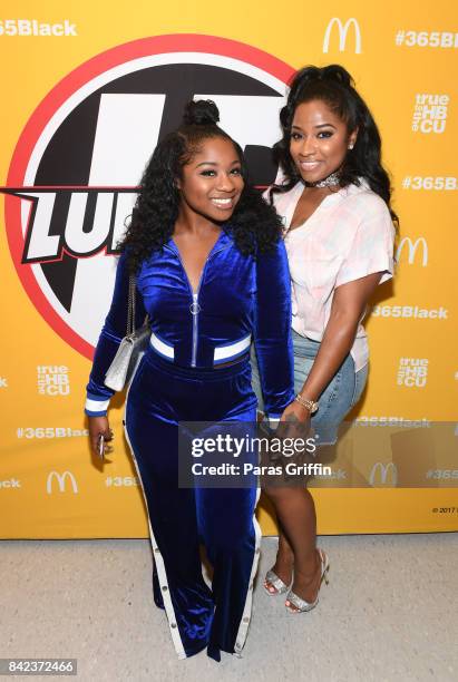 Reginae Carter and Toya Wright at 2017 LudaDay Celebrity Basketball Game at Morehouse College - Forbes Arena on September 3, 2017 in Atlanta, Georgia.