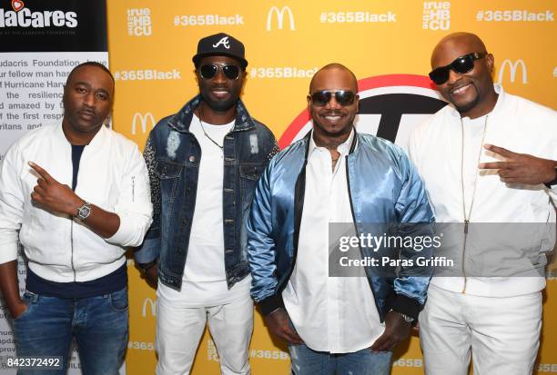 Marvin 'Slim' Scandrick, Quinnes 'Q' Parker, Michael Keith, and Daron Jones of 112 at 2017 LudaDay Celebrity Basketball Game at Morehouse College -...