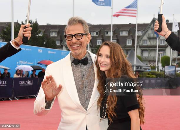 Jeff Goldblum and Emilie Livingston attend the Tribute to Jeff Goldblum and 'Kidnap' Premiere during the 43rd Deauville American Film Festival on...