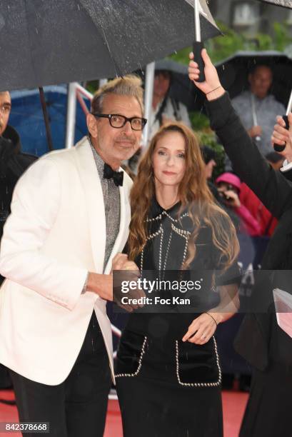 Jeff Goldblum and Emilie Livingston attend the Tribute to Jeff Goldblum and 'Kidnap' Premiere during the 43rd Deauville American Film Festival on...