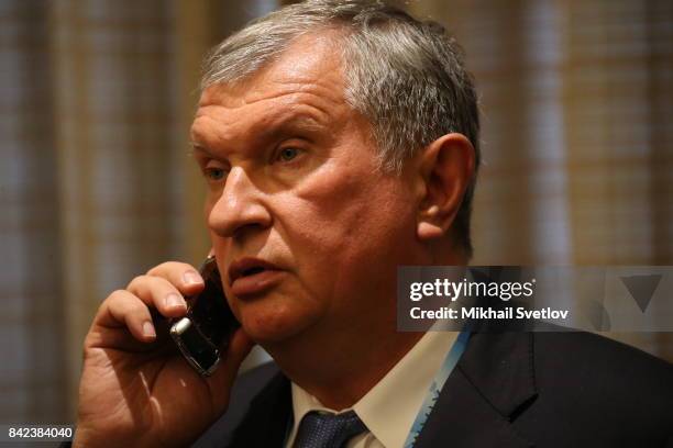 Russian businessman, Rosneft's President Igor Sechin attends Russian-Chinese talks in Xiamen, China, September 2017. Leaders of Russia, China, India,...