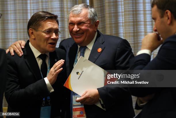 Russian businessman, Rosneft's President Igor Sechin attends Russian-Chinese talks in Xiamen, China, September 2017. Leaders of Russia, China, India,...