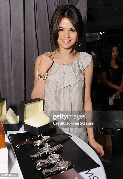 Actress Selena Gomez attends the Access Hollywood "Stuff You Must..." Lounge produced by On 3 Productions celebrating the Golden Globes held at...