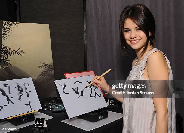 Actress Selena Gomez attends the Access Hollywood "Stuff You Must..." Lounge produced by On 3 Productions celebrating the Golden Globes held at...