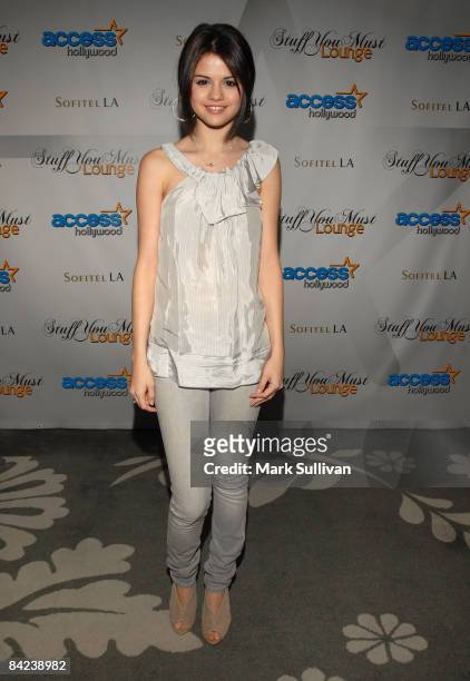 Actress Selena Gomez attends the Access Hollywood "Stuff You Must..." Lounge produced by On 3 Productions celebrating the Golden Globes held at...
