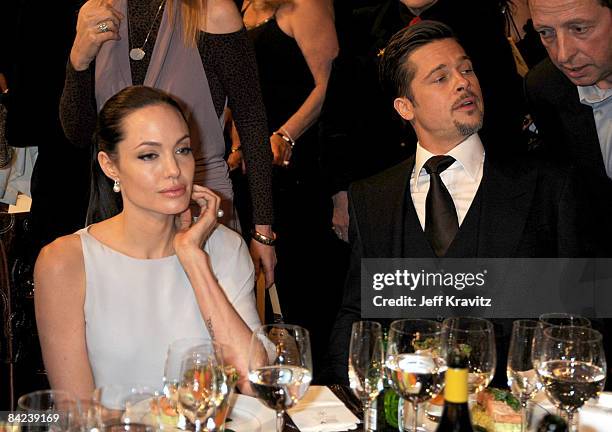 Actors Angelina Jolie and Brad Pitt during VH1's 14th Annual Critics' Choice Awards held at the Santa Monica Civic Auditorium on January 8, 2009 in...