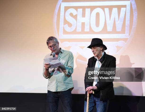 Todd Hayes presents Ed Lachman with a silver medallion tribute at the Telluride Film Festival 2017 on September 2, 2017 in Telluride, Colorado.