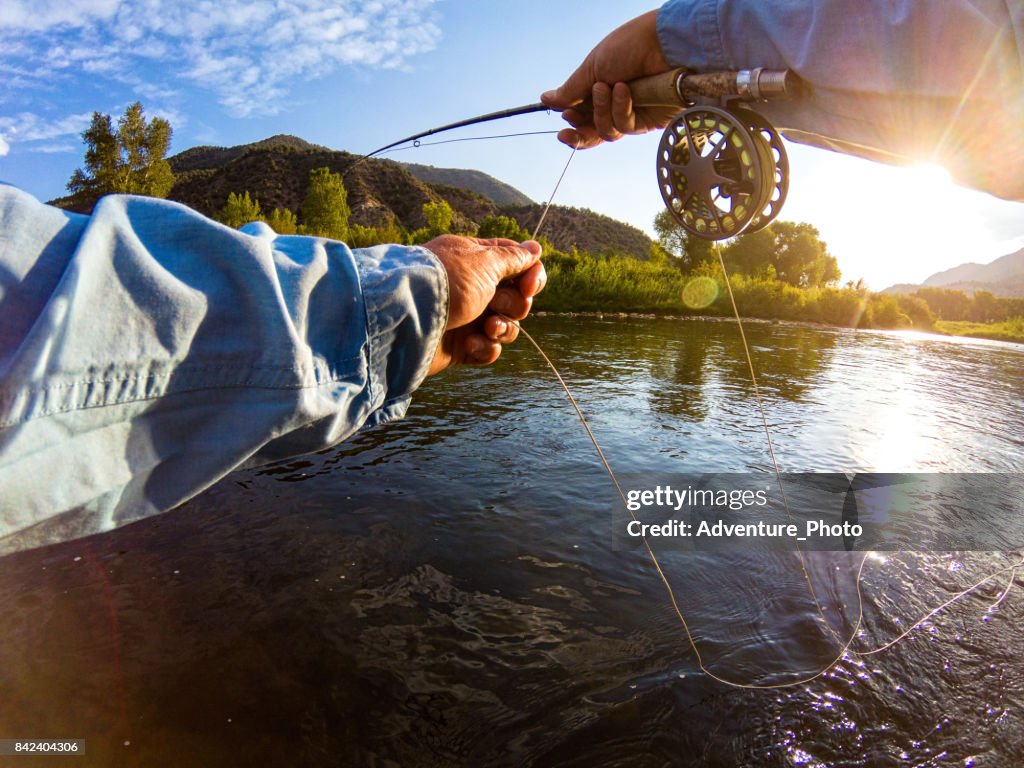 Casting on River Fly Fishing