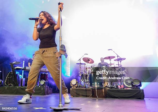 Singer-songwriter Alessia Cara performs on stage during day 1 of iHeartRadio Beach Ball at PNE Amphitheatre on September 3, 2017 in Vancouver, Canada.