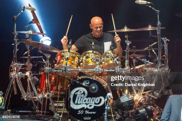 Drummer Tris Imboden of Chicago performs on stage at San Diego Civic Theatre on September 3, 2017 in San Diego, California.