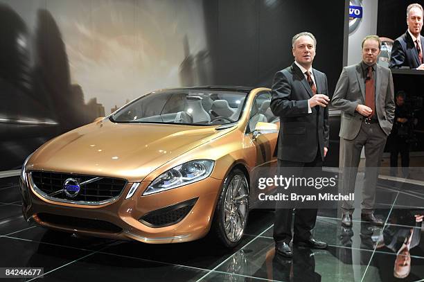 Steven Oden, President and CEO, Volvo Car Corporation talks about the S60 Concept Vehicle to the world automotive media as Steve Mattin, Senior Vice...