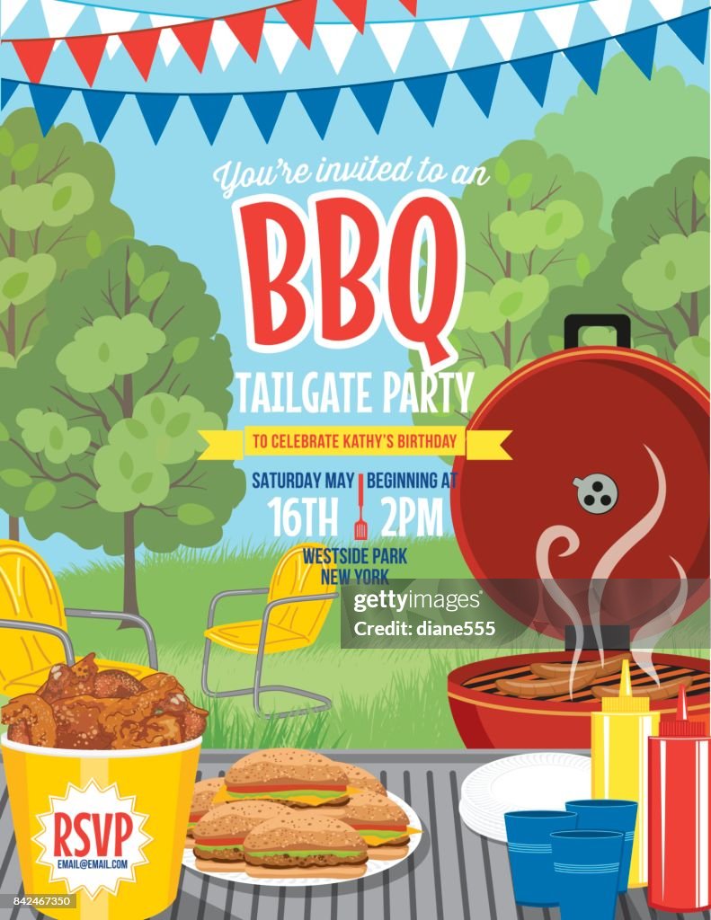 Tailgate Party Summer BBQ Invitation Template