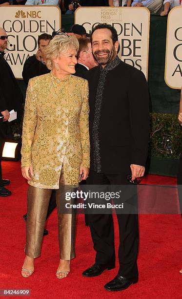 Actress Glenn Close and actor Tony Shalhoub arrive at the 66th Annual Golden Globe Awards held at the Beverly Hilton Hotel on January 11, 2009 in...