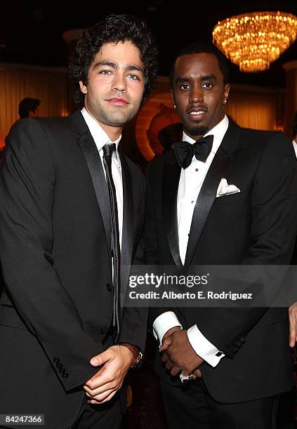 Actor Adrian Grenier and artist Sean 'P. Diddy' Combs at the 66th Golden Globe Awards held at the Beverly Hilton Hotel on January 11, 2009 in Beverly...