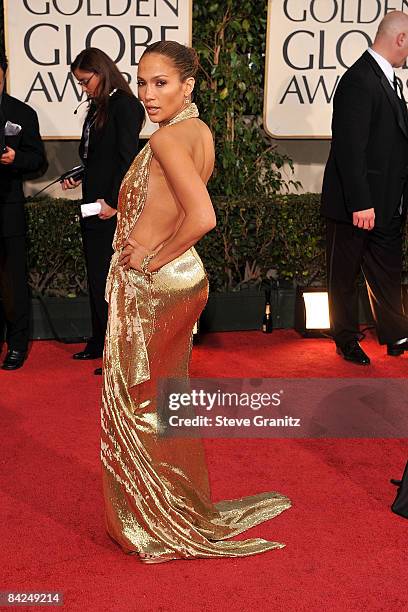 Actress Jennifer Lopez arrives at the 66th Annual Golden Globe Awards held at the Beverly Hilton Hotel on January 11, 2009 in Beverly Hills,...