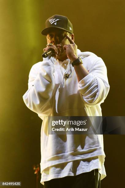 Jay Z performing at Budweiser Made in America festival on September 3, 2017 in Philadelphia, Pennsylvania.