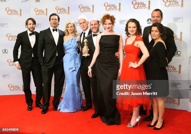 Cast and creators of Best Television Series - Drama "Mad Men" pose in the press room at the 66th Annual Golden Globe Awards held at the Beverly...