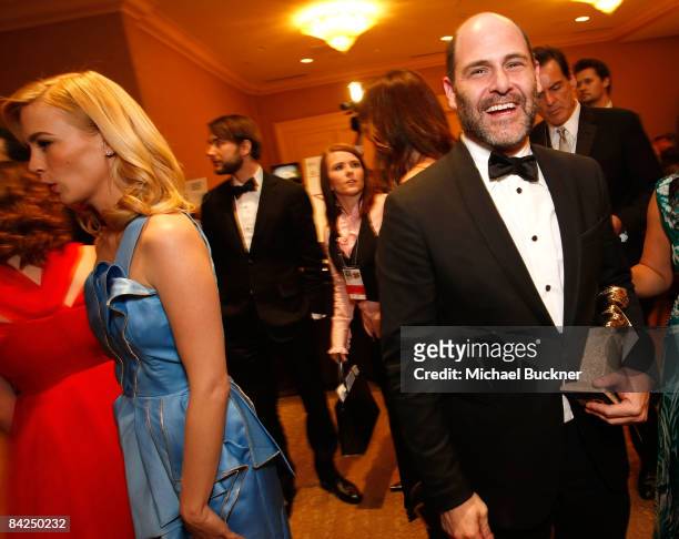 Actress January Jones and "Mad Men" creator Matthew Weiner attend the 66th Golden Globe Awards held at the Beverly Hilton Hotel on January 11, 2009...