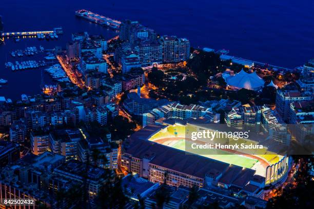 stade louis ll in monaco - monaco aerial stock pictures, royalty-free photos & images