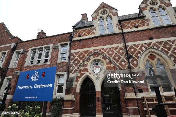 General view of Thomas's Battersea school on September 4, 2017 in Battersea, England. Prince George, the son of the Duke and Duchess of Cambridge,...