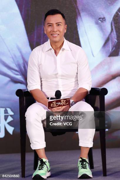 Film producer and actor Donnie Yen attends a press conference of director Wong Jing's film 'Chasing The Dragon' on September 4, 2017 in Beijing,...