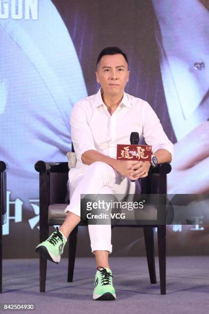 Film producer and actor Donnie Yen attends a press conference of director Wong Jing's film 'Chasing The Dragon' on September 4, 2017 in Beijing,...