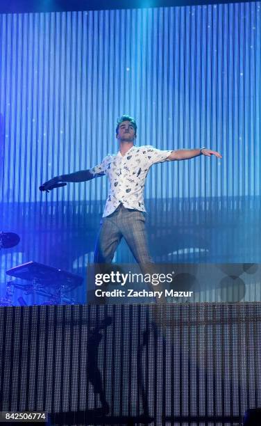 Andrew Taggart of The Chainsmokers performs on stage at the 2017 Budweiser Made in America Festival - Day 2 at Benjamin Franklin Parkway on September...