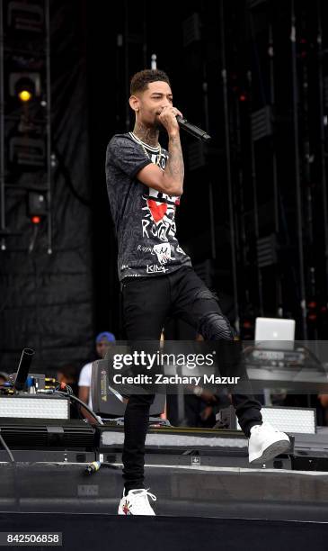 PnB Rock performs on stage at the 2017 Budweiser Made in America Festival - Day 2 at Benjamin Franklin Parkway on September 3, 2017 in Philadelphia,...