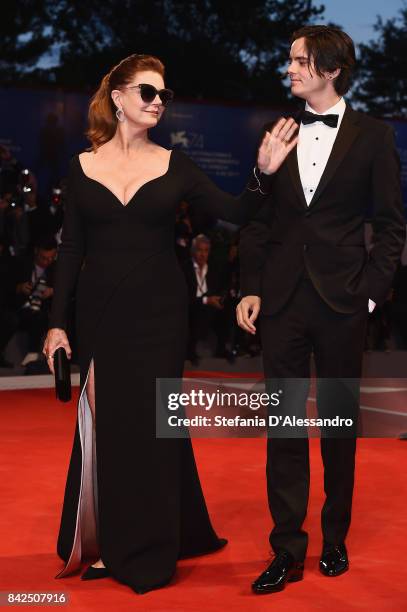 Susan Sarandon and Miles Robbins walk the red carpet ahead of the 'The Leisure Seeker ' screening during the 74th Venice Film Festival at Sala Grande...