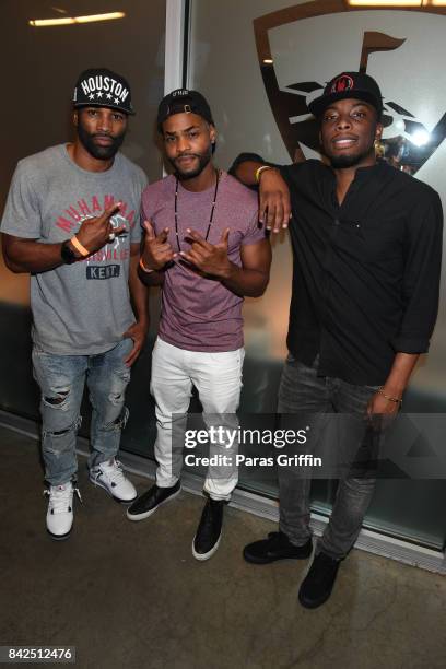 Andra Fuller, Andrew Bachelor aka 'King Bach' and Woody McClain at LudaDay Weekend Topgolf Takeover at Topgolf Midtown on September 3, 2017 in...