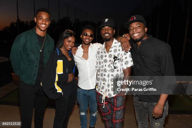 Keith Powers, Ryan Destiny, Algee Smith, Luke James and Woody McClain at LudaDay Weekend Topgolf Takeover at Topgolf Midtown on September 3, 2017 in...