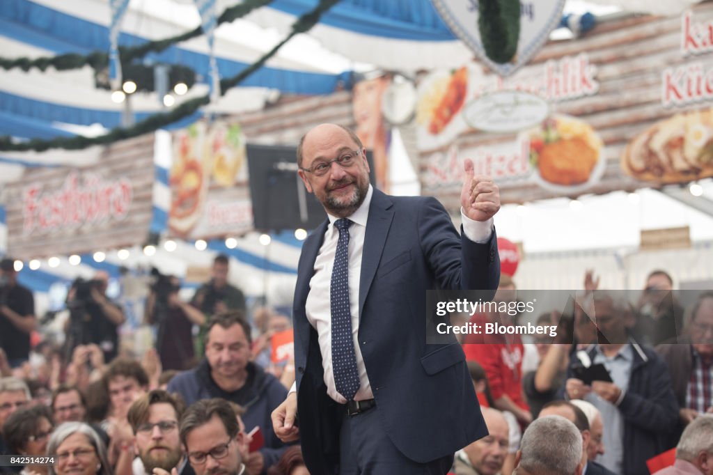 Social Democrat Party Candidate for German Chancellor Martin Schulz Campaigns In Bavaria Ahead Of Election