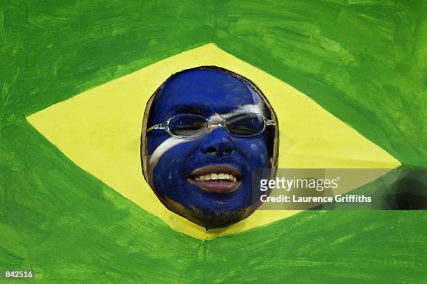 Brazil fans during the FIFA World Cup Finals 2002 Second Round match between Brazil and Belgium played at the Kobe Wing Stadium, in Kobe, Japan on...