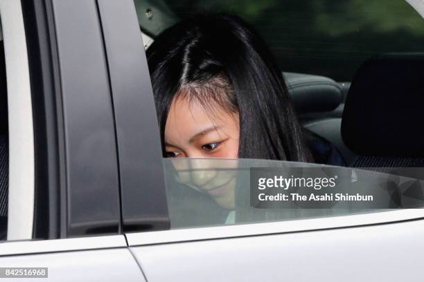 Princess Kako of Akishino is seen on departure at the Imperial Palace after meeting with Emperor Akihito and Empress Michiko on September 4, 2017 in...
