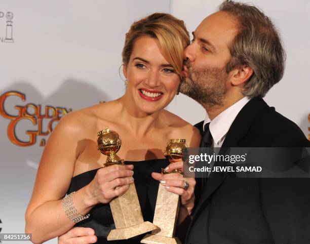 Actress Kate Winslet, double winner Best Performance by an Actress in a Motion Picture - Drama for "Revolutionary Road" and Best Performance by an...