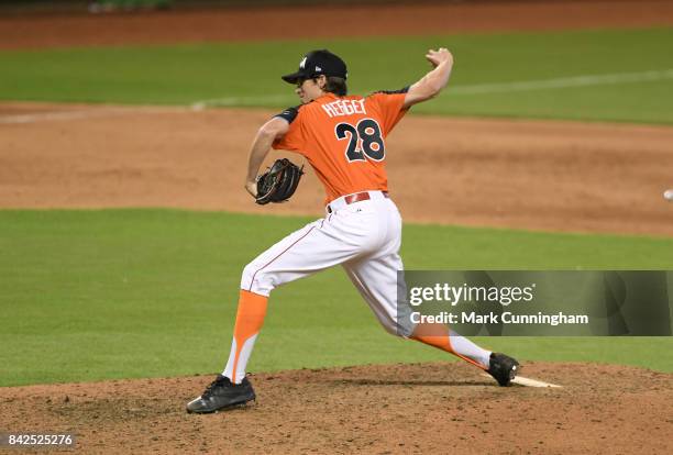 Cincinnati Reds prospect Jimmy Herget of Team USA pitches during the 2017 SiriusXM All-Star Futures Game at Marlins Park on July 9, 2017 in Miami,...